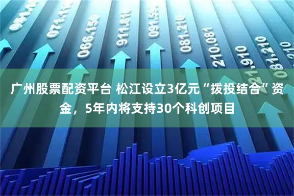 广州股票配资平台 松江设立3亿元“拨投结合”资金，5年内将支持30个科创项目